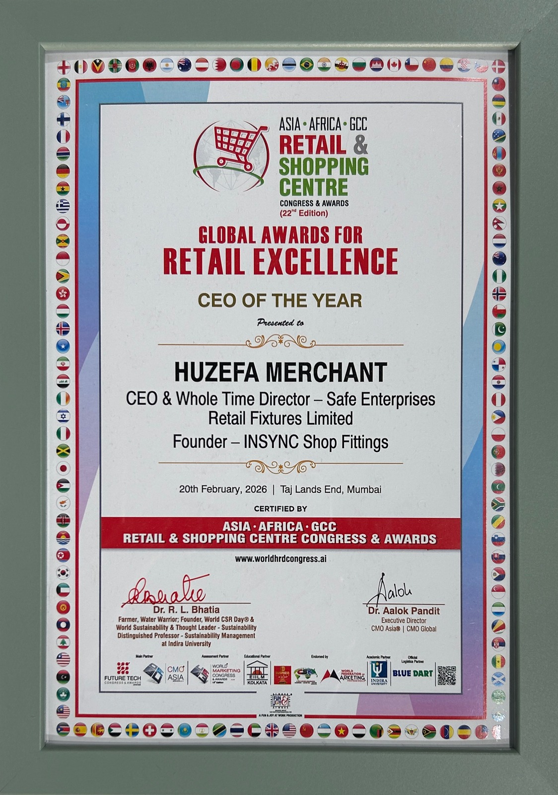 CEO of the Year Certificate